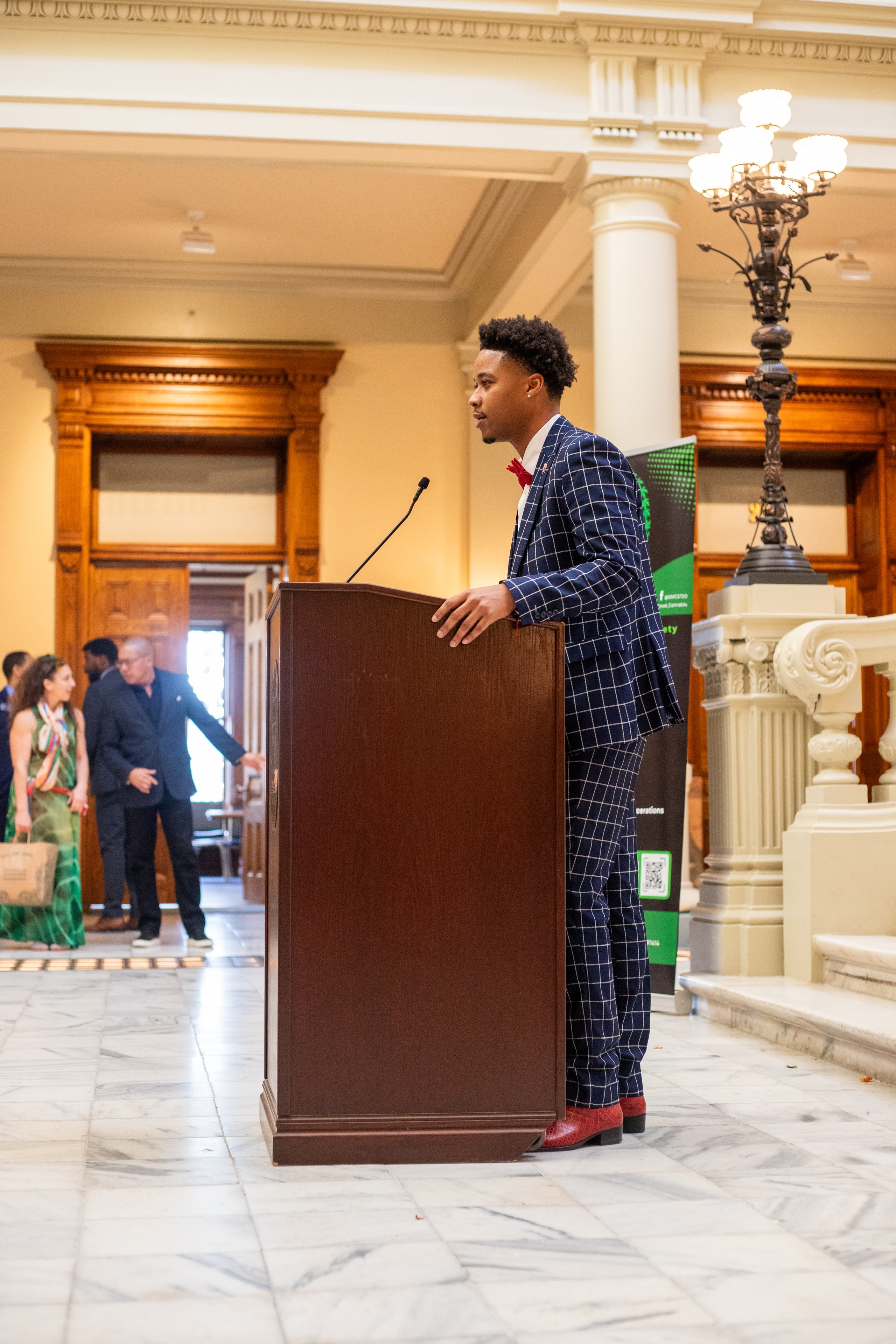 Speaker addressing the crowd at Cannabis Unity Day